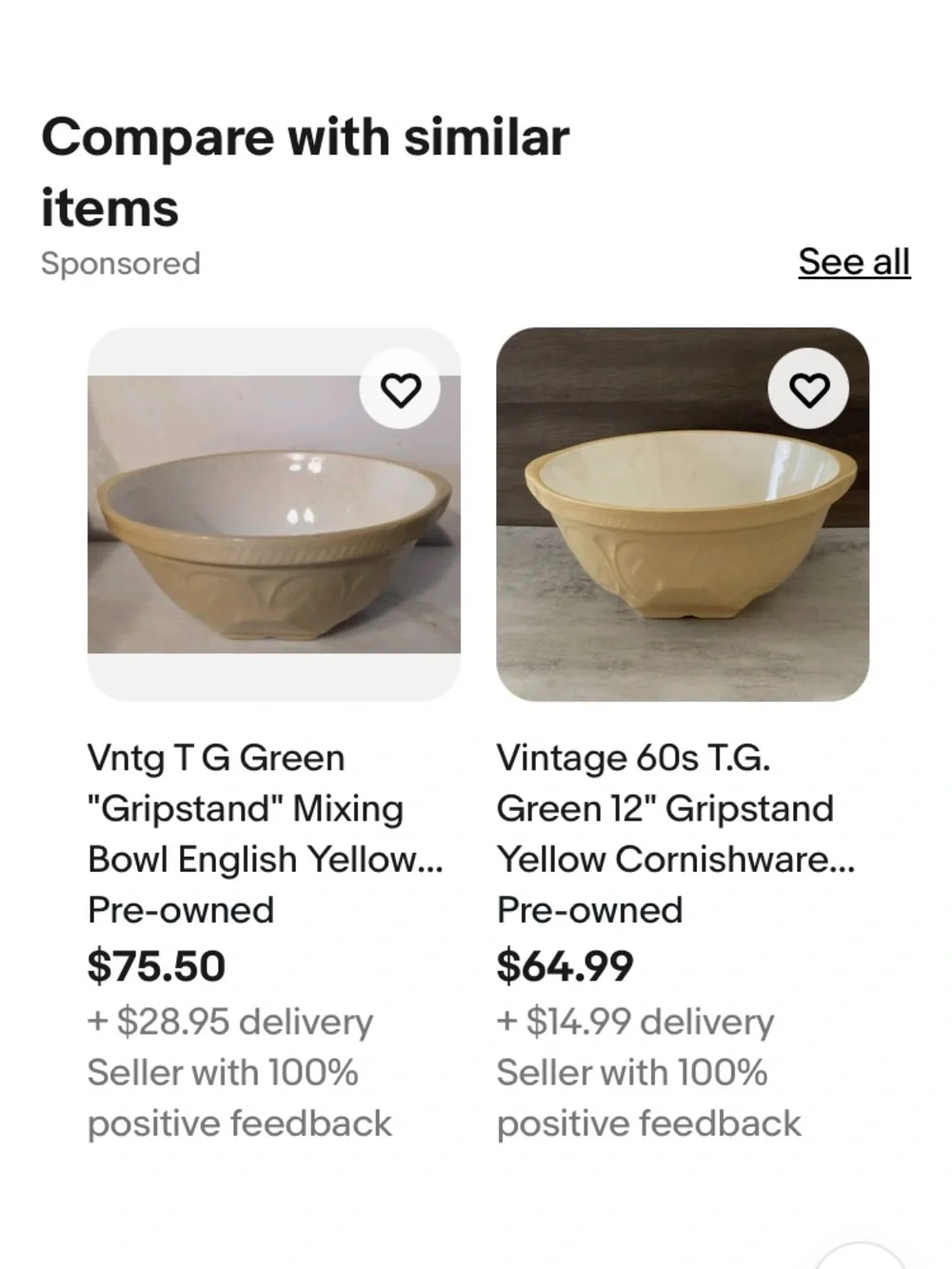 Vintage T. G. Green Gripstand Yellow Mixing Bowl Made in England